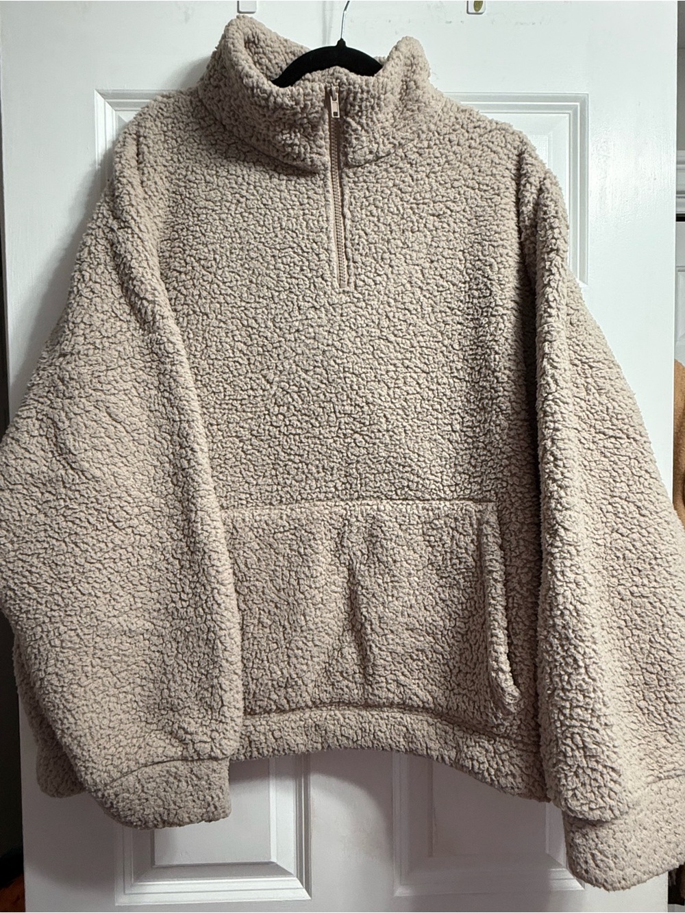 American Eagle Outfitters Sherpa Half-Zip Pullover - Beige